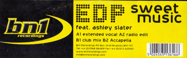 EDP Feat. Ashley Slater : Sweet Music (12")