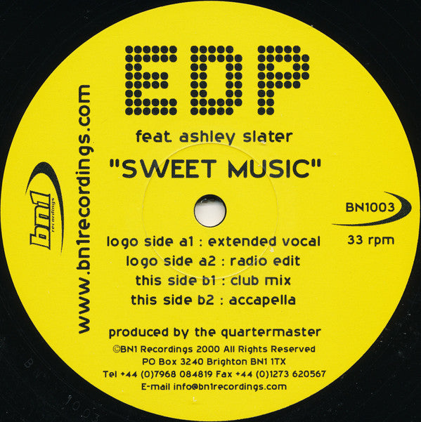 EDP Feat. Ashley Slater : Sweet Music (12")