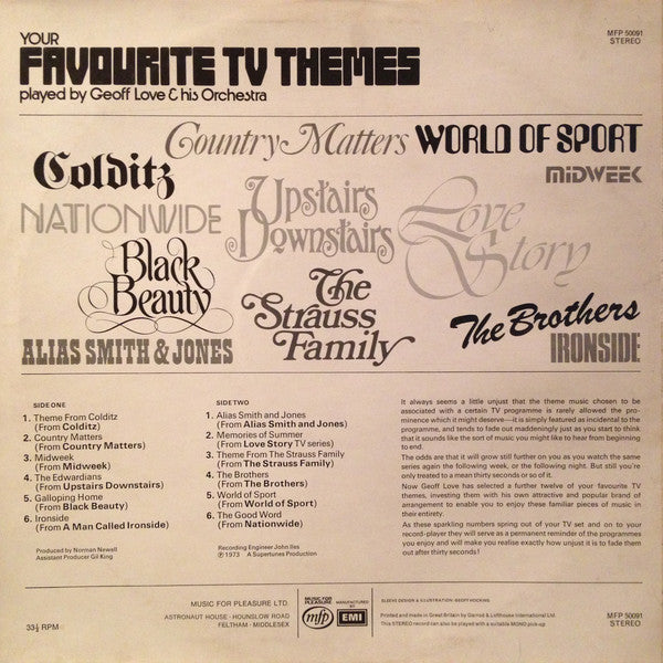 Geoff Love & His Orchestra : Your Favourite T.V. Themes (LP, Album, UK )