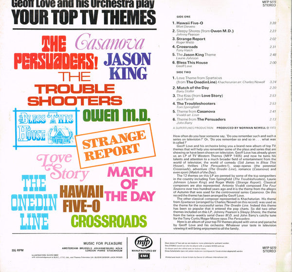 Geoff Love & His Orchestra : Your Top TV Themes (LP)