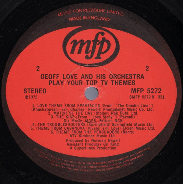 Geoff Love & His Orchestra : Your Top TV Themes (LP)