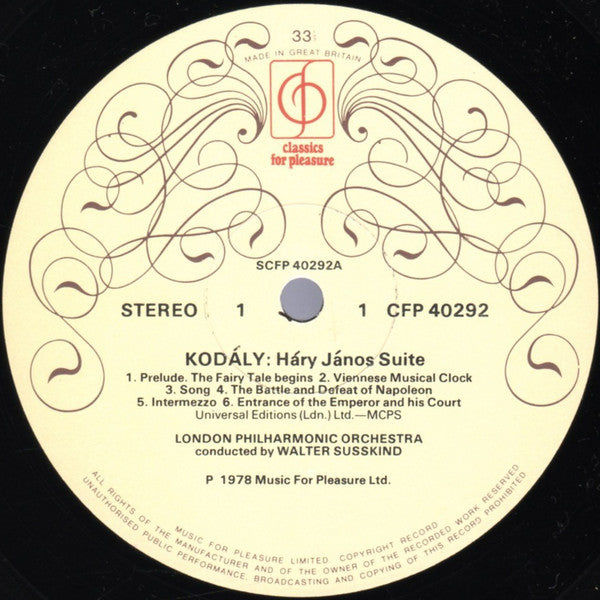 Zoltán Kodály - London Philharmonic Orchestra, Walter Susskind : Haŕy János Suite / Dances Of Galánta / Dances Of Marosszék (LP)