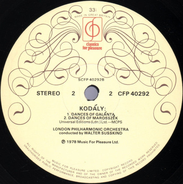 Zoltán Kodály - London Philharmonic Orchestra, Walter Susskind : Haŕy János Suite / Dances Of Galánta / Dances Of Marosszék (LP)