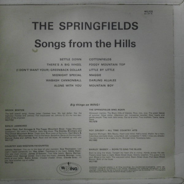 The Springfields : Songs From The Hills (LP, Album, Mono, RE)