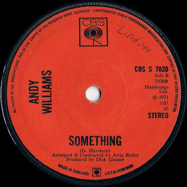 Andy Williams : (Where Do I Begin) Love Story (7", Single, Sol)