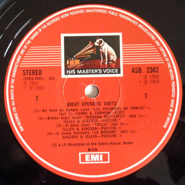 Various : Great Operatic Duets	 (LP, Comp)