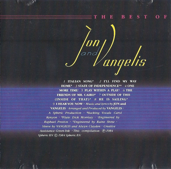 Jon & Vangelis : The Best Of Jon And Vangelis (CD, Comp, RE)