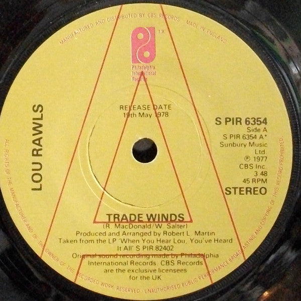 Lou Rawls : Trade Winds (7", Single, Promo)