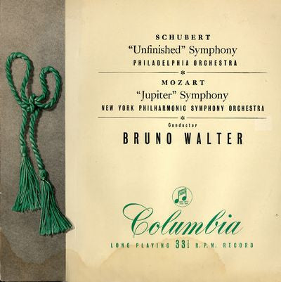 Bruno Walter cond. Philharmonic-Symphony Orchestra Of New York - Franz Schubert / Wolfgang Amadeus Mozart : Symphony No. 8 "Unfinished" / Symphony No. 41 "Jupiter" (LP, Album, Mono)