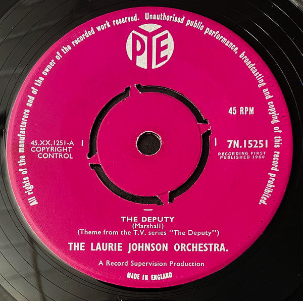 The Laurie Johnson Orchestra : The Deputy / No Hiding Place (7")