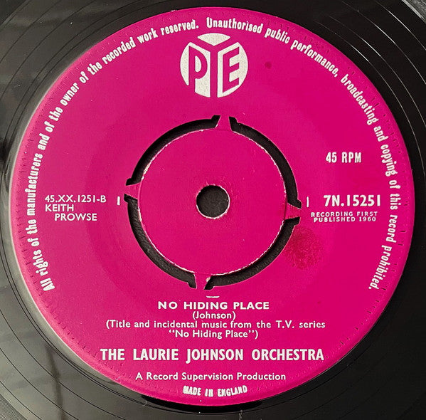 The Laurie Johnson Orchestra : The Deputy / No Hiding Place (7")