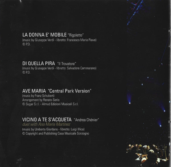 Andrea Bocelli : Concerto: One Night In Central Park (CD, Album)