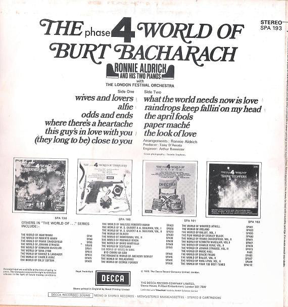 Ronnie Aldrich And His Two Pianos With The London Festival Orchestra : The World Of Burt Bacharach (LP, Album)