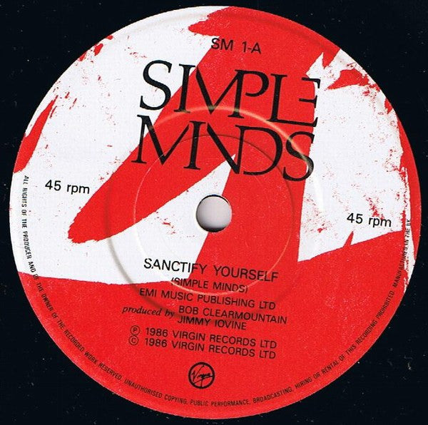 Simple Minds : Sanctify Yourself (7", Single, Mat)