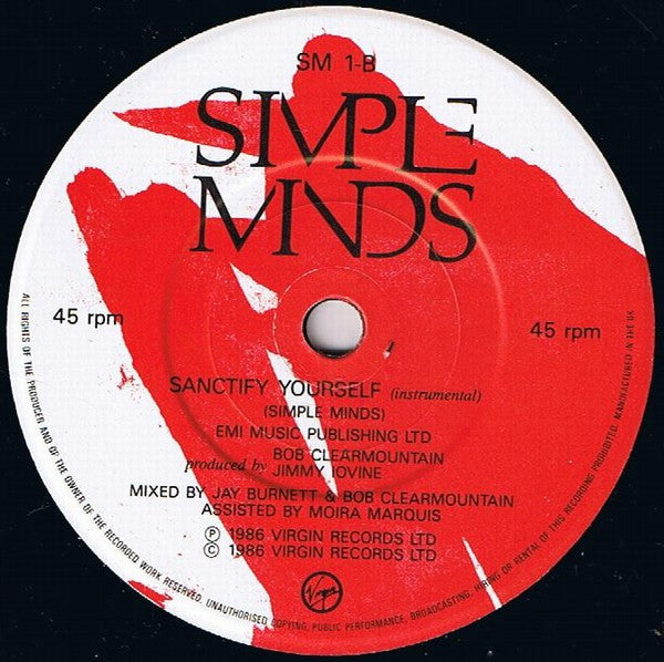Simple Minds : Sanctify Yourself (7", Single, Mat)