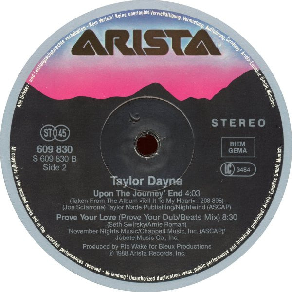 Taylor Dayne : Prove Your Love (Extended Remix) (12")