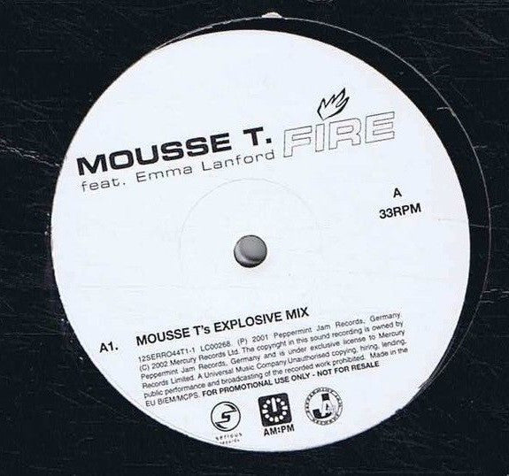Mousse T. Feat. Emma Lanford : Fire (2x12", Promo)