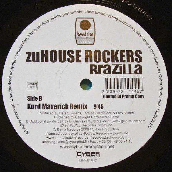 ZuHouse Rockers : Brazilla (12", Promo)