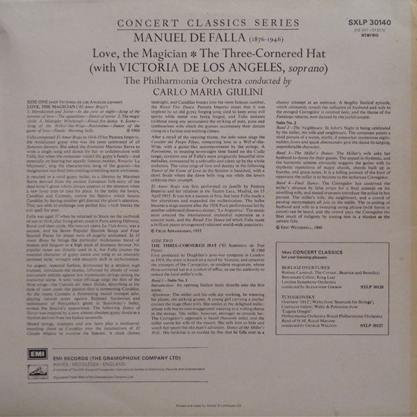 Manuel De Falla - Victoria De Los Angeles / Philharmonia Orchestra / Carlo Maria Giulini : Love, The Magician / The Three-Cornered Hat (LP, Comp, RE)