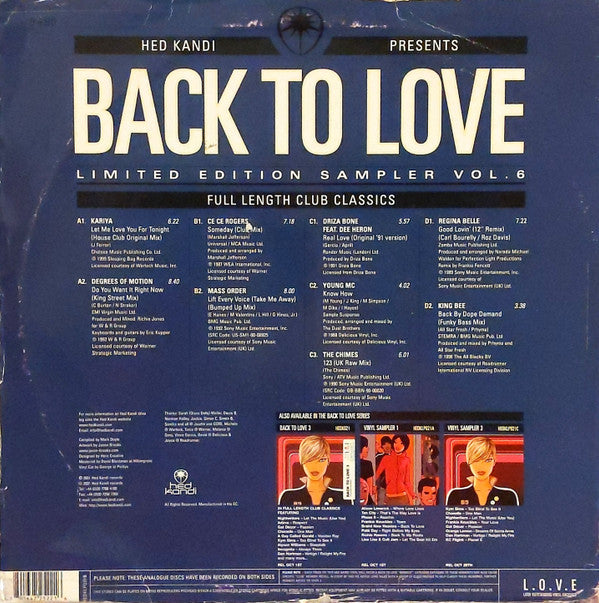 Various : Back To Love (Limited Edition Sampler Vol.6) (2xLP, Comp, Ltd, Smplr)