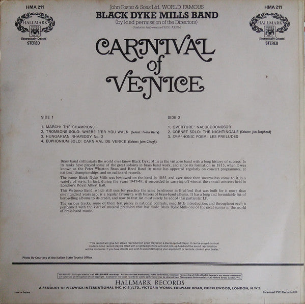 The Black Dyke Mills Band : Carnival Of Venice (LP, Album, RE)
