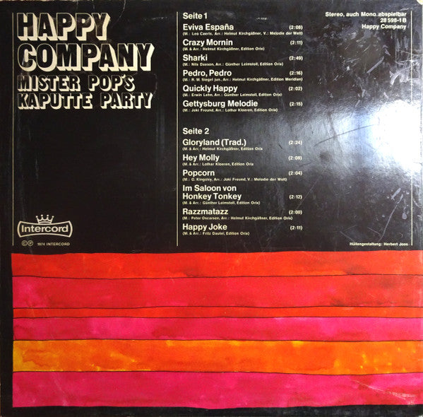 Orchester Happy Company : Mister Pop's Kaputte Party (LP)