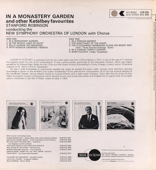 Albert W. Ketelbey — Stanford Robinson Conducting The The New Symphony Orchestra Of London : In A Monastery Garden (LP, Album)