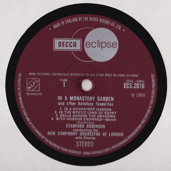 Albert W. Ketelbey — Stanford Robinson Conducting The The New Symphony Orchestra Of London : In A Monastery Garden (LP, Album)