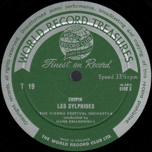 Robert Schumann / Frédéric Chopin, Wiener Festspielorchester Conducted By Hans Swarowsky : Rhenish Symphony / Les Sylphides (LP, Mono, Club)