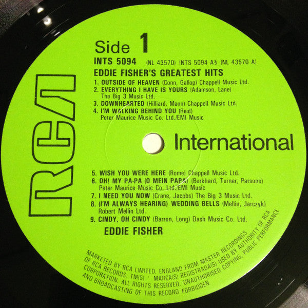 Eddie Fisher : Eddie Fisher's Greatest Hits (LP, Comp)