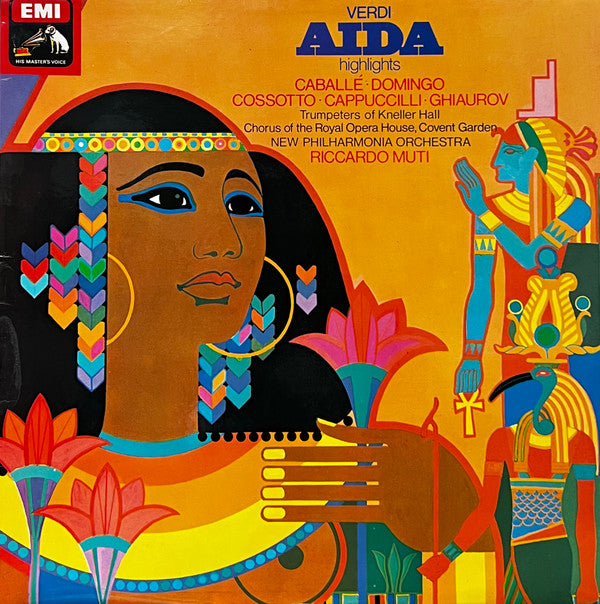 Giuseppe Verdi - Montserrat Caballé, Placido Domingo, Fiorenza Cossotto, Piero Cappuccilli, Nicolai Ghiaurov, Trumpeters Of The Royal Military School Of Music, Chorus Of The Royal Opera House, Covent Garden, New Philharmonia Orchestra, Riccardo Muti : Aida Highlights (LP, Comp, Quad)