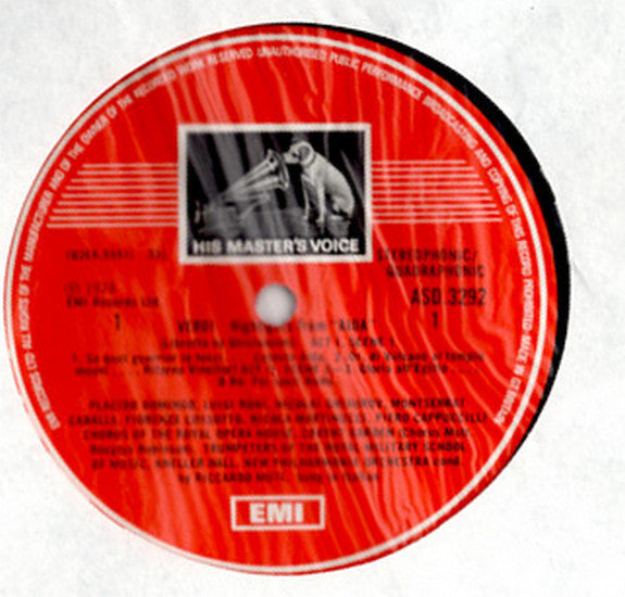 Giuseppe Verdi - Montserrat Caballé, Placido Domingo, Fiorenza Cossotto, Piero Cappuccilli, Nicolai Ghiaurov, Trumpeters Of The Royal Military School Of Music, Chorus Of The Royal Opera House, Covent Garden, New Philharmonia Orchestra, Riccardo Muti : Aida Highlights (LP, Comp, Quad)