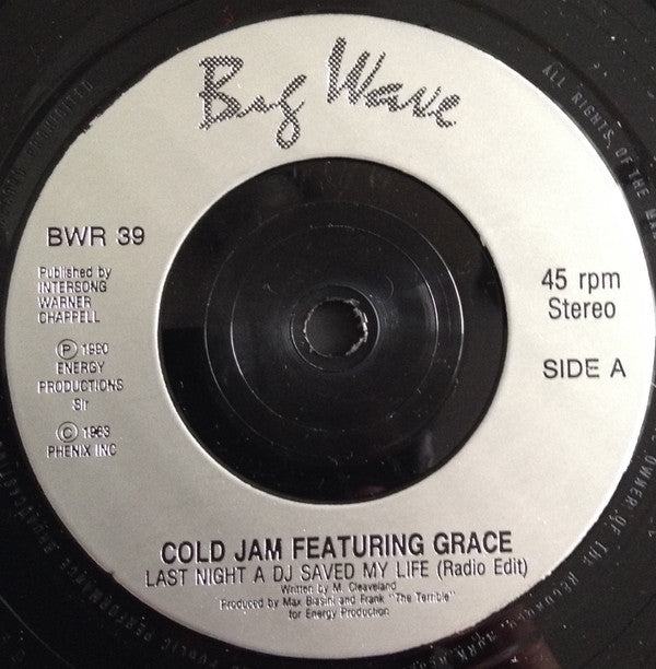 ColdJam Featuring Grace (4) : Last Night A DJ Saved My Life (7", Single, Sil)