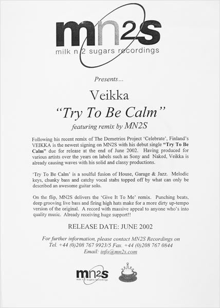 Veikka Erkola : Try To Be Calm (12", Promo)