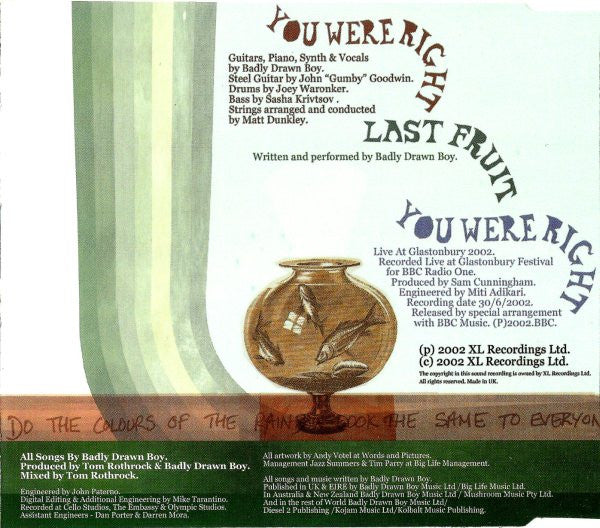 Badly Drawn Boy : You Were Right (CD, Single, J-C)