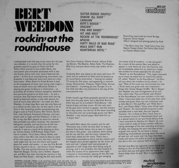 Bert Weedon : Rockin' At The Roundhouse (LP, Album, RE)