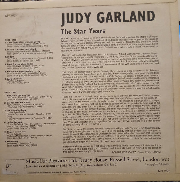 Judy Garland : The Star Years (LP, Comp)