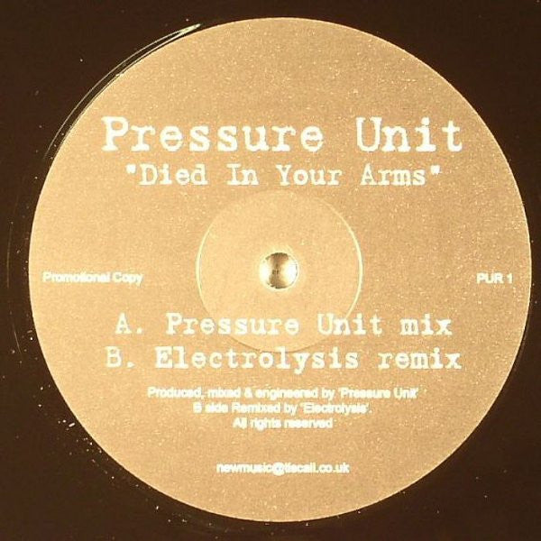 Pressure Unit : Died In Your Arms (12", Promo, Unofficial)