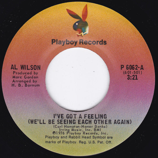 Al Wilson : I've Got A Feeling (We'll Be Seeing Each Other Again) (7", San)