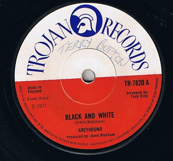 Greyhound (4) : Black And White (7", Single, Sol)