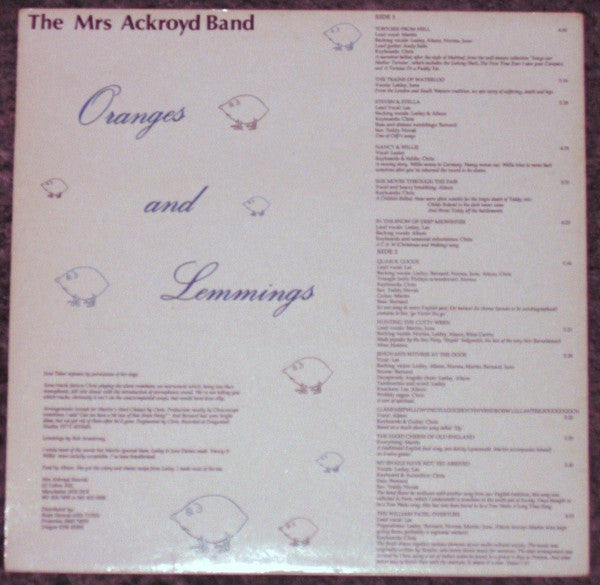 The Mrs Ackroyd Band : Oranges and Lemmings (LP)