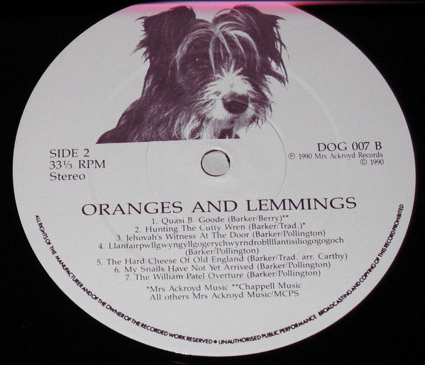 The Mrs Ackroyd Band : Oranges and Lemmings (LP)