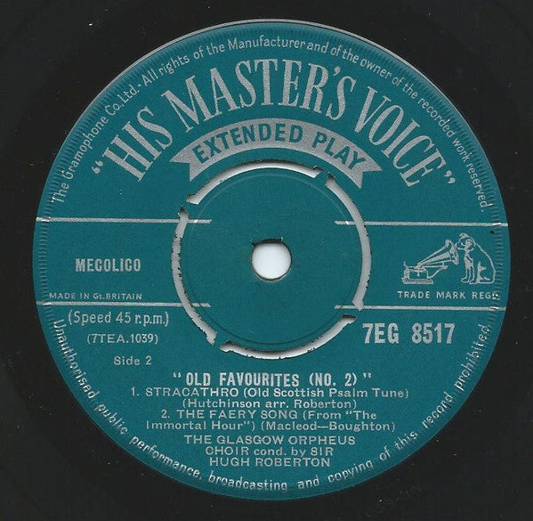 The Glasgow Orpheus Choir : Old Favourites No.2 (7", EP)