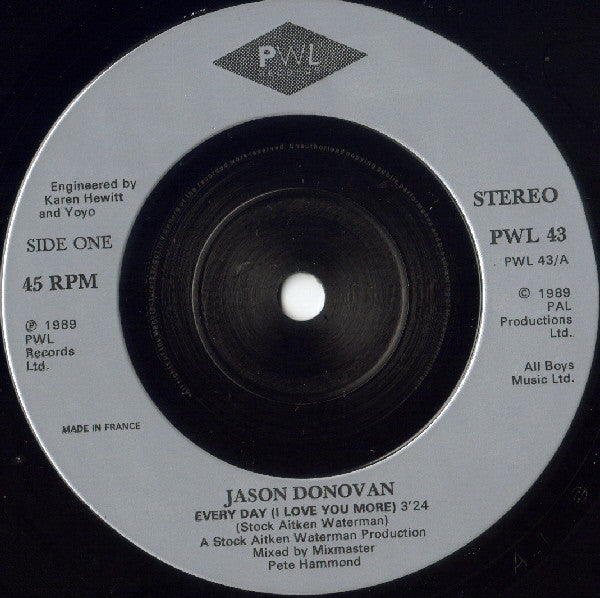 Jason Donovan : Every Day (I Love You More) (7", Single, SNA)
