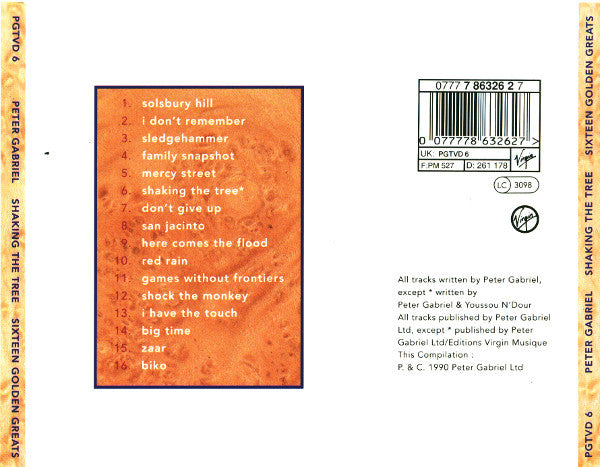 Peter Gabriel : Shaking The Tree: Sixteen Golden Greats (CD, Comp, RP)