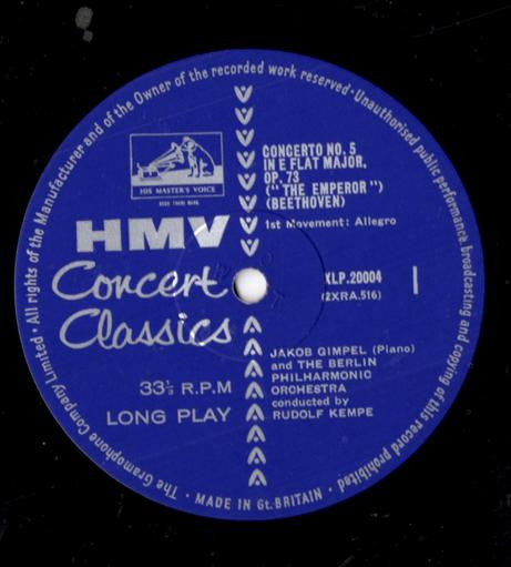 Ludwig van Beethoven ; Jakob Gimpel, Berliner Philharmoniker, Rudolf Kempe : Emperor Concerto (LP, Mono)