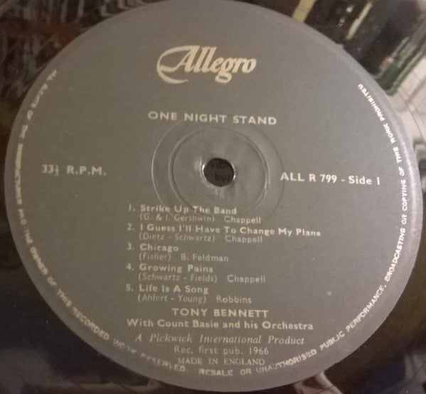 Tony Bennett With Count Basie Orchestra : One Night Stand (LP, RE)