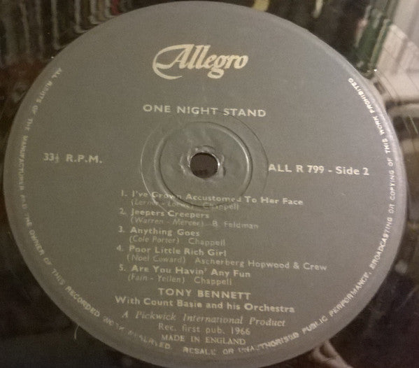 Tony Bennett With Count Basie Orchestra : One Night Stand (LP, RE)