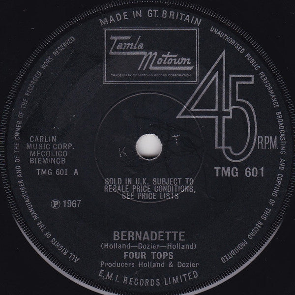 Four Tops : Bernadette (7", Single, Sol)