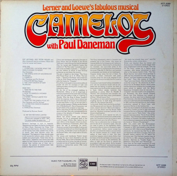 Lerner & Loewe, Paul Daneman, The Alyn Ainsworth Orchestra : Camelot With Paul Daneman (LP, RE)